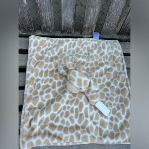 Carters Plush Giraffe Tan White Soft Security Blanket Lovey Pacifier Holder Baby